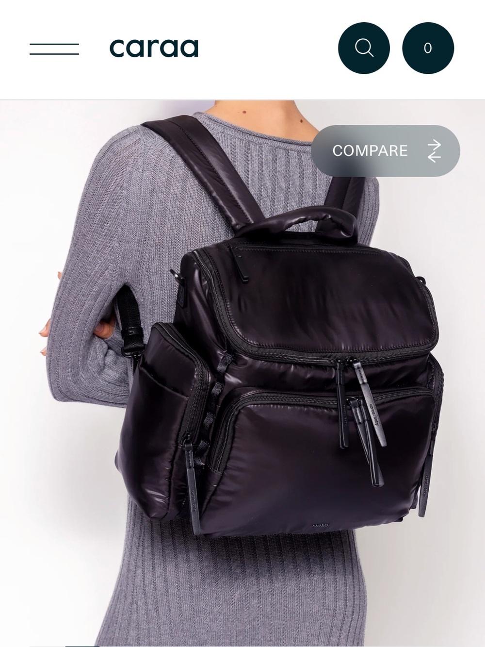 Caraa Black Puffer Backpack